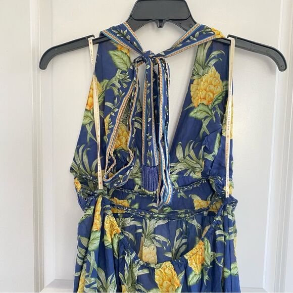 Anthropologie Farm Rio Pineapple A-Line Sleeveless Halter Midi Dress - Picture 4 of 6